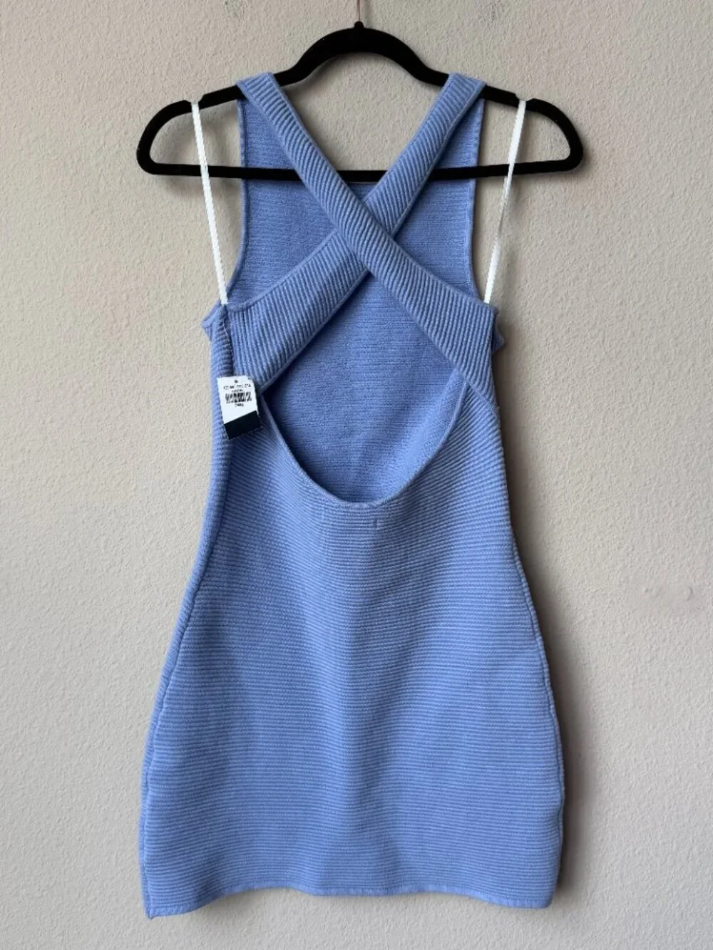 Abercrombie & Fitch Blue Cross Back Ribbed Mini Dress NWT Size S